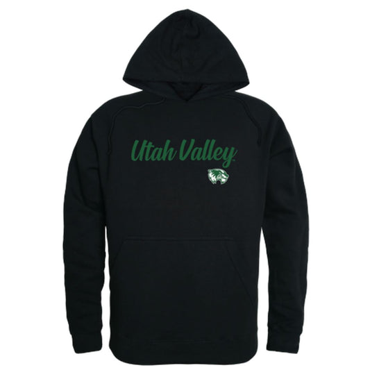 UVU Utah Valley University Wolverines Mens Script Hoodie Sweatshirt Black-Campus-Wardrobe