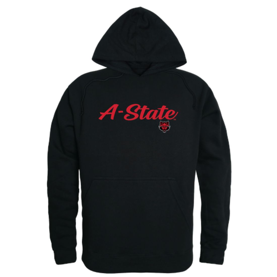 Arkansas State University A-State Red Wolves Mens Script Hoodie Sweatshirt Black-Campus-Wardrobe