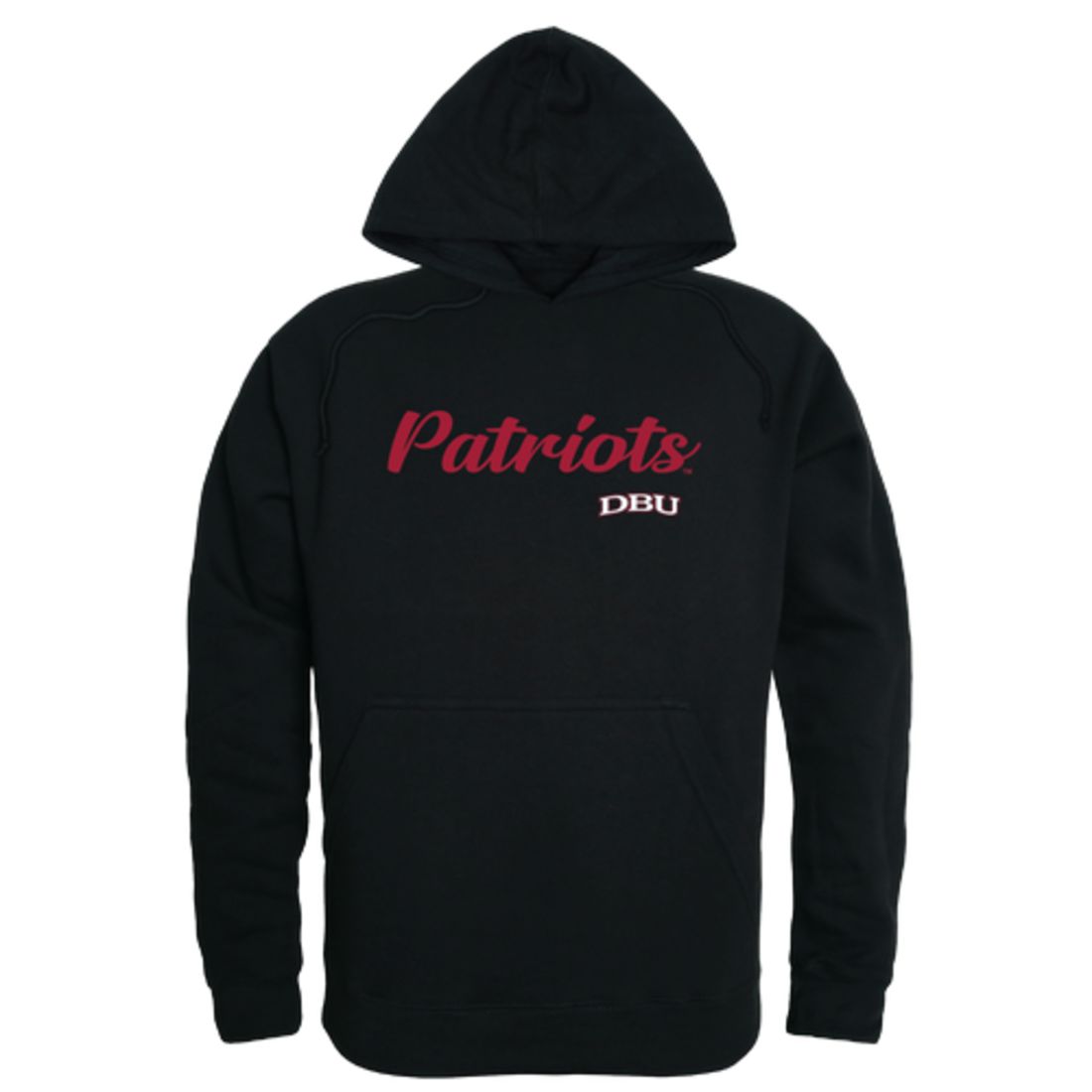 DBU Dallas Baptist University Patriot Mens Script Hoodie Sweatshirt Black-Campus-Wardrobe