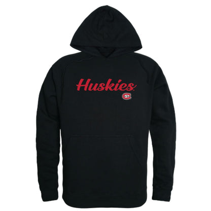 St. Cloud State University Huskies Mens Script Hoodie Sweatshirt Black-Campus-Wardrobe