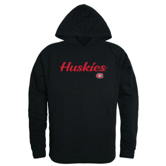 St. Cloud State University Huskies Mens Script Hoodie Sweatshirt Black-Campus-Wardrobe