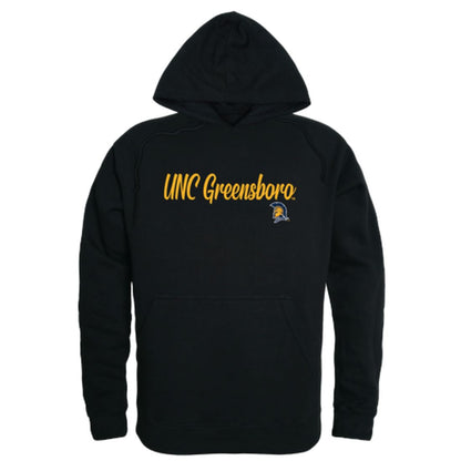 UNCG University of North Carolina at Greensboro Spartans Mens Script Hoodie Sweatshirt Black-Campus-Wardrobe