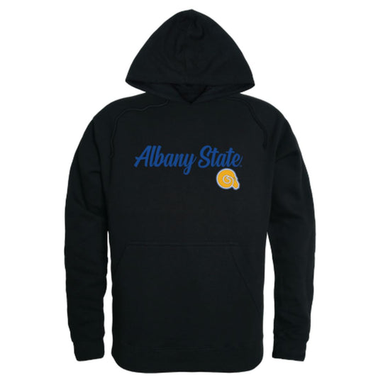 ASU Albany State University Golden Rams Mens Script Hoodie Sweatshirt Black-Campus-Wardrobe