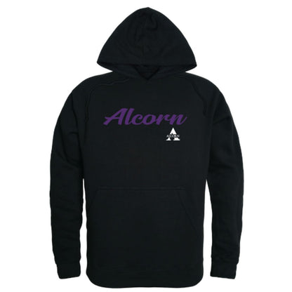 Alcorn State University Braves Mens Script Hoodie Sweatshirt Black-Campus-Wardrobe