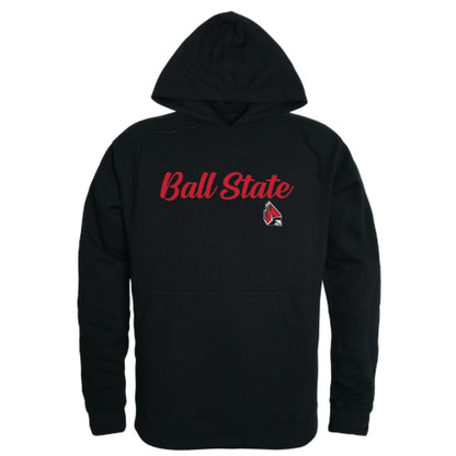BSU Ball State University Cardinals Mens Script Hoodie Sweatshirt Black-Campus-Wardrobe