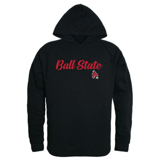 BSU Ball State University Cardinals Mens Script Hoodie Sweatshirt Black-Campus-Wardrobe