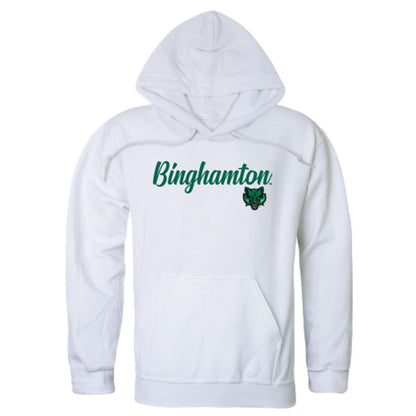 SUNY Binghamton University Bearcats Mens Script Hoodie Sweatshirt Black-Campus-Wardrobe