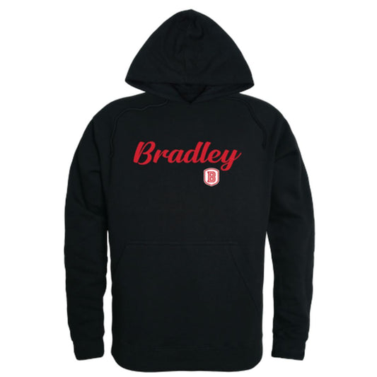 Bradley University Braves Mens Script Hoodie Sweatshirt Black-Campus-Wardrobe