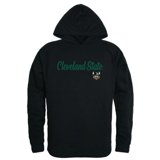 CSU Cleveland State University Vikings Mens Script Hoodie Sweatshirt Black-Campus-Wardrobe