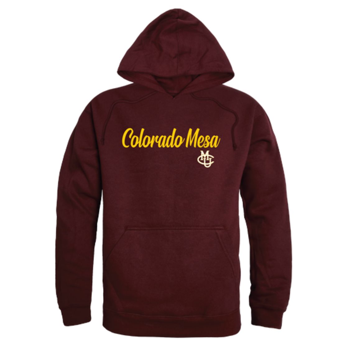 CMU Colorado Mesa University Maverick Mens Script Hoodie Sweatshirt Black-Campus-Wardrobe