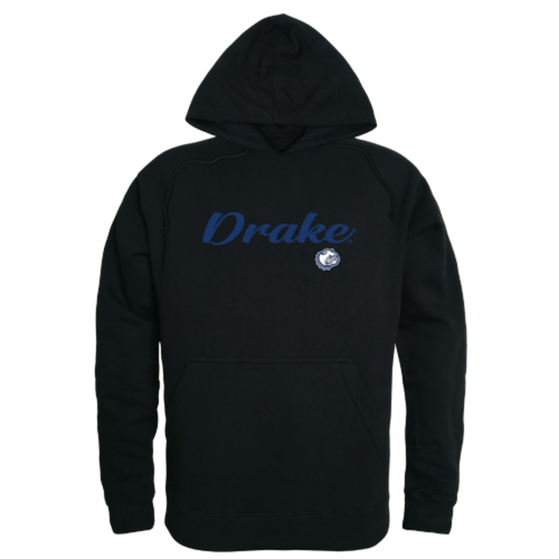 Drake University Bulldogs Mens Script Hoodie Sweatshirt Black-Campus-Wardrobe