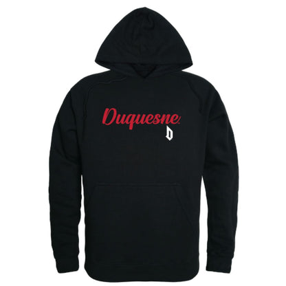 Duquesne University Dukes Mens Script Hoodie Sweatshirt Black-Campus-Wardrobe