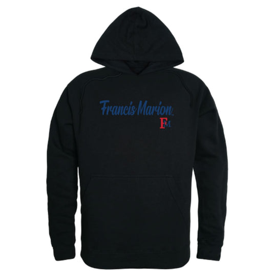 FMU Francis Marion University Patriots Mens Script Hoodie Sweatshirt Black-Campus-Wardrobe
