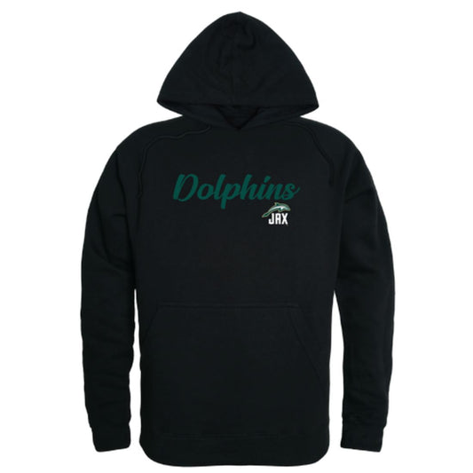JU Jacksonville University Dolphin Mens Script Hoodie Sweatshirt Black-Campus-Wardrobe