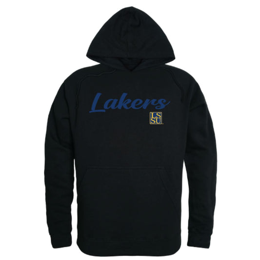LSSU Lake Superior State University Lakers Mens Script Hoodie Sweatshirt Black-Campus-Wardrobe