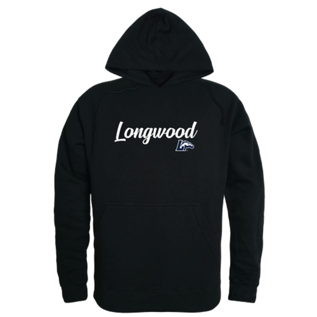 Longwood University Lancers Mens Script Hoodie Sweatshirt Black-Campus-Wardrobe