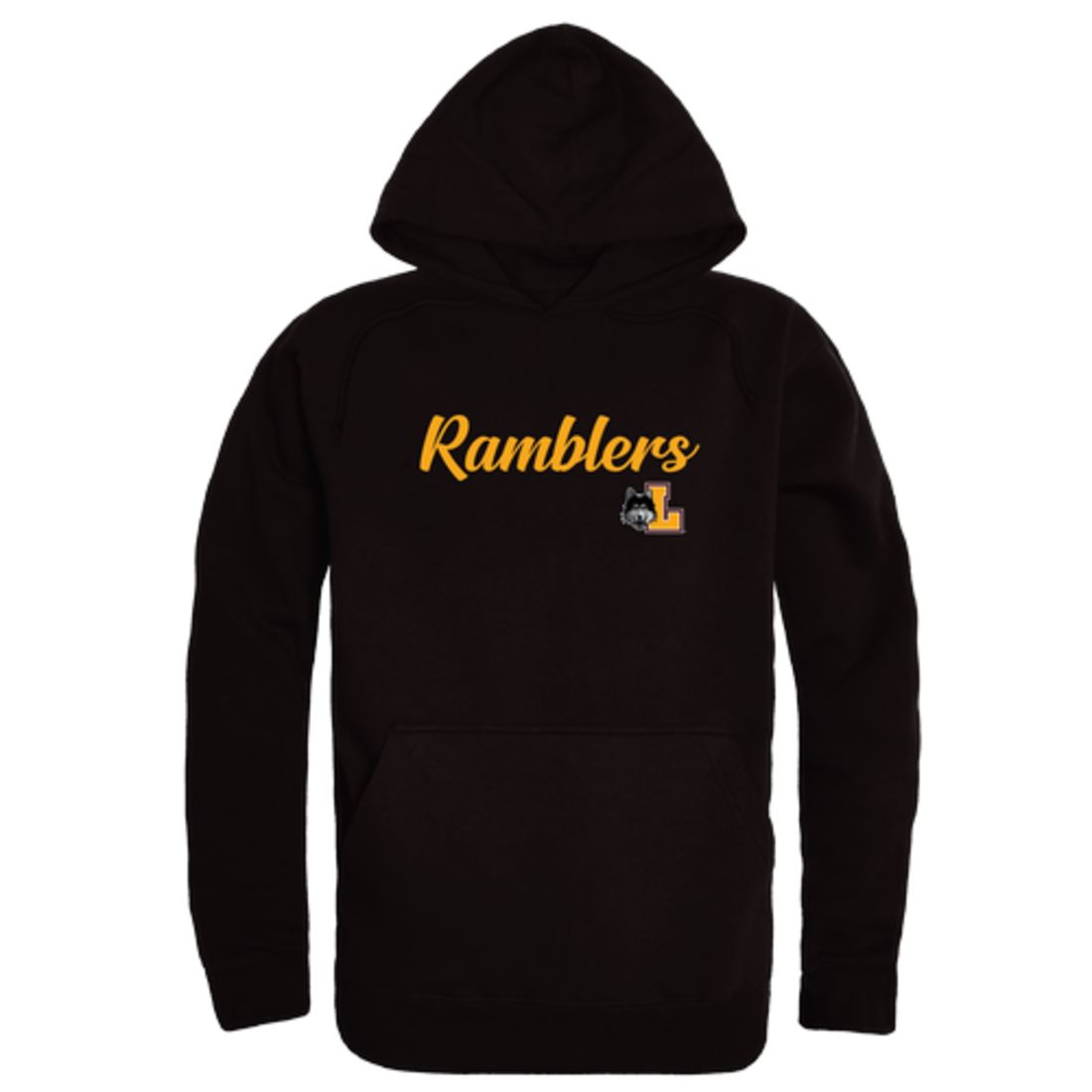 LUC Loyola University Chicago Ramblers Mens Script Hoodie Sweatshirt Black-Campus-Wardrobe