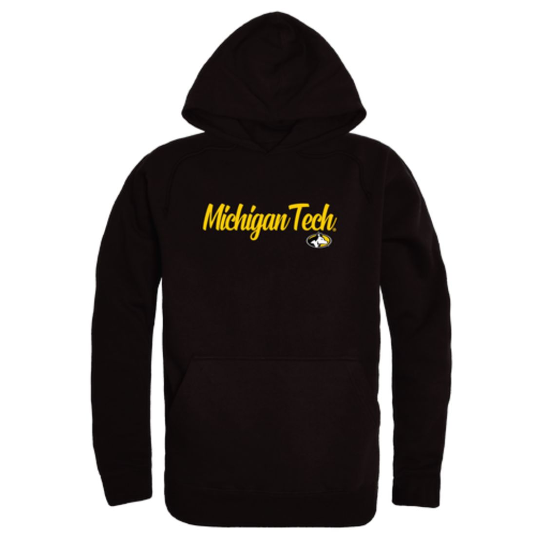 Michigan Technological University Huskies Mens Script Hoodie Sweatshirt Black-Campus-Wardrobe