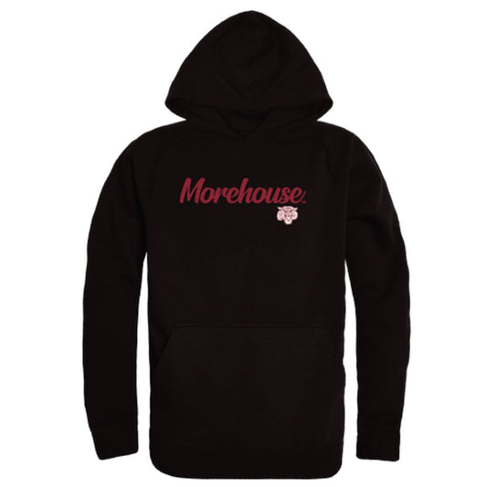Morehouse College Maroon Tigers Mens Script Hoodie Sweatshirt Black-Campus-Wardrobe