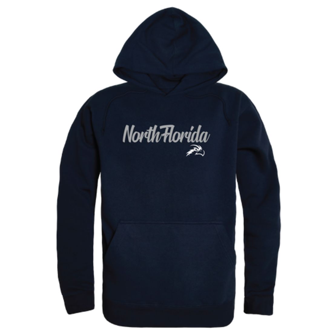 UNF University of North Florida Osprey Mens Script Hoodie Sweatshirt Black-Campus-Wardrobe