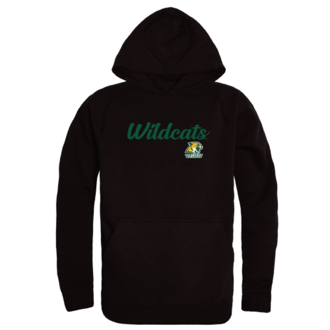 NMU Northern Michigan University Wildcats Mens Script Hoodie Sweatshirt Black-Campus-Wardrobe