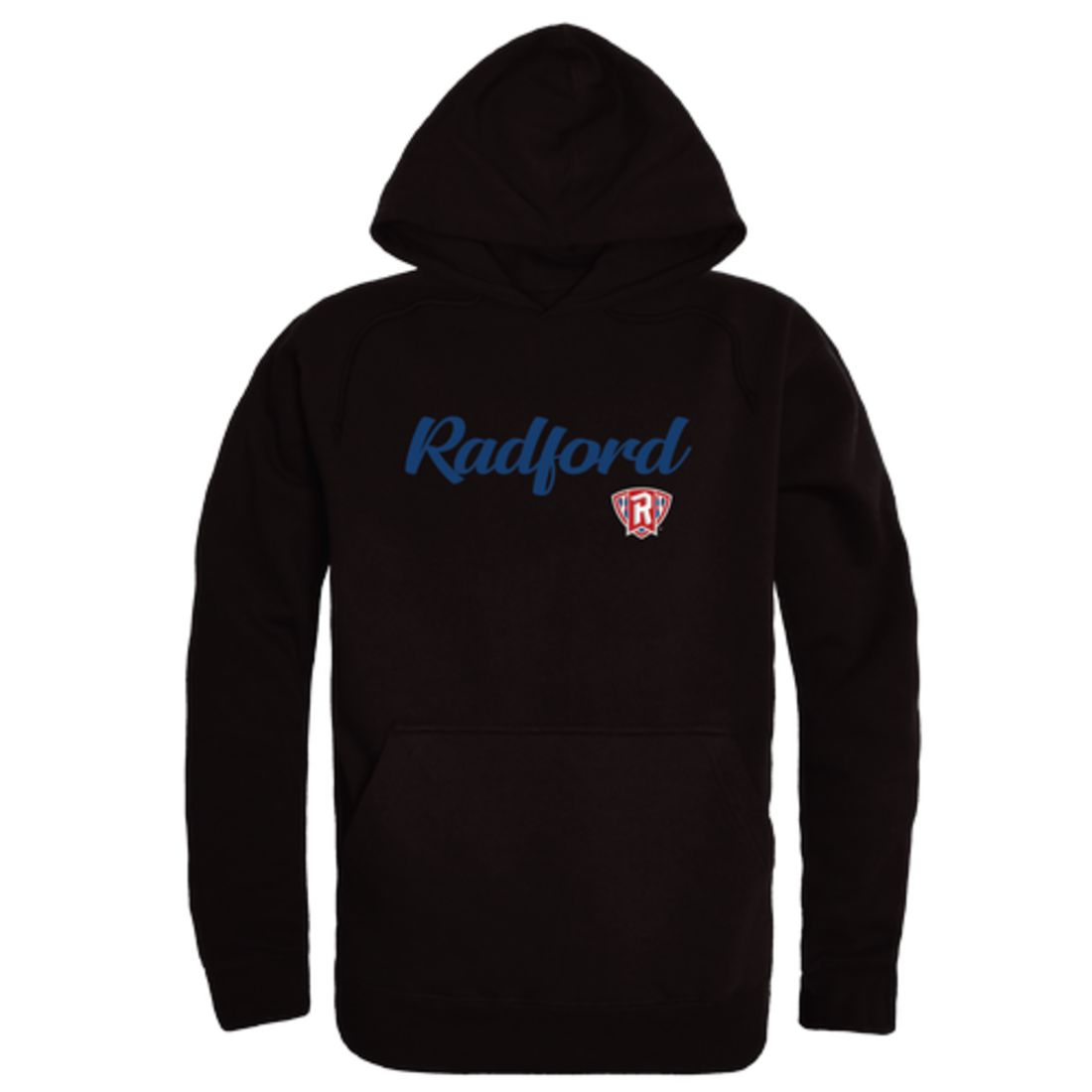 Radford University Highlanders Mens Script Hoodie Sweatshirt Black-Campus-Wardrobe