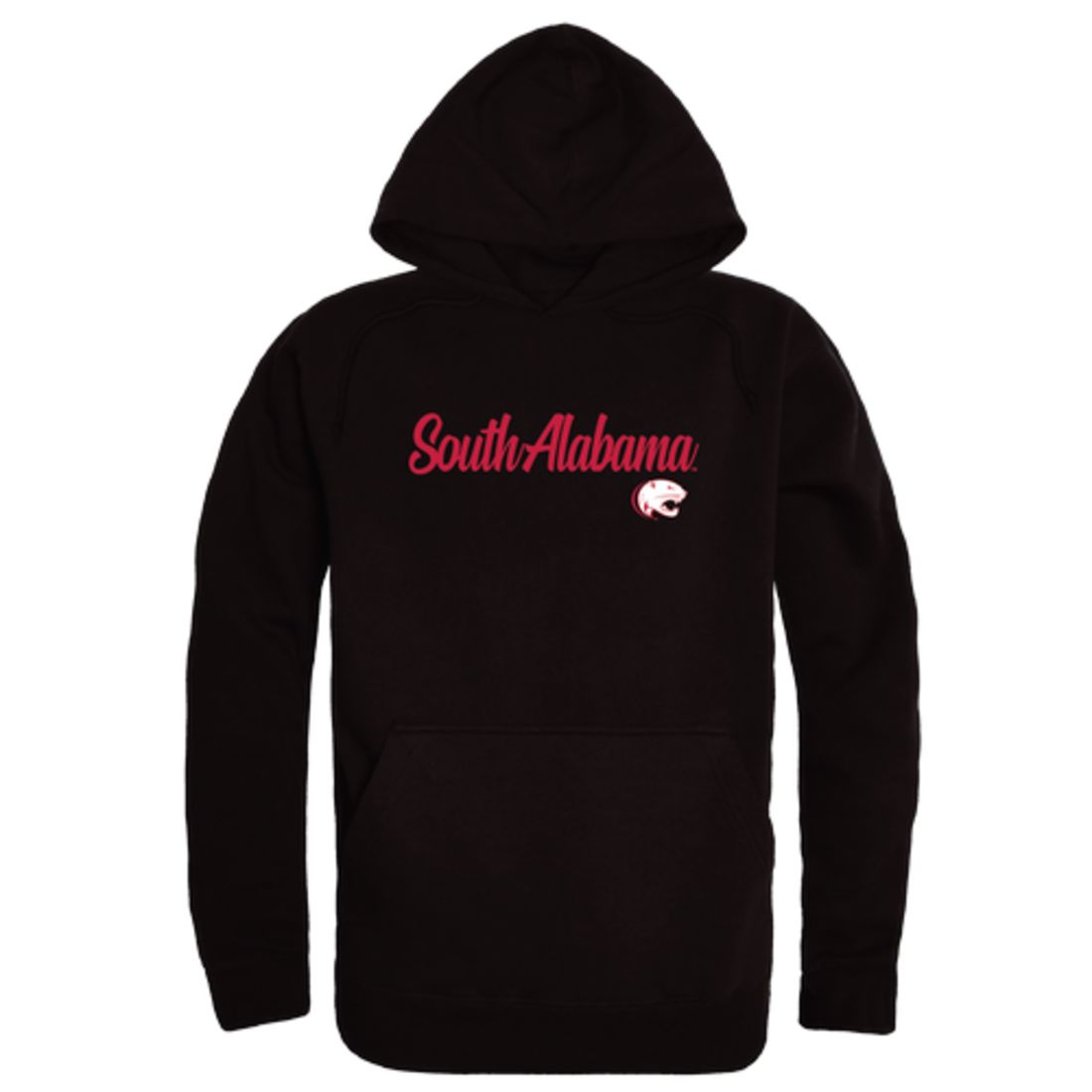 University of South Alabama Jaguars Mens Script Hoodie Sweatshirt Black-Campus-Wardrobe
