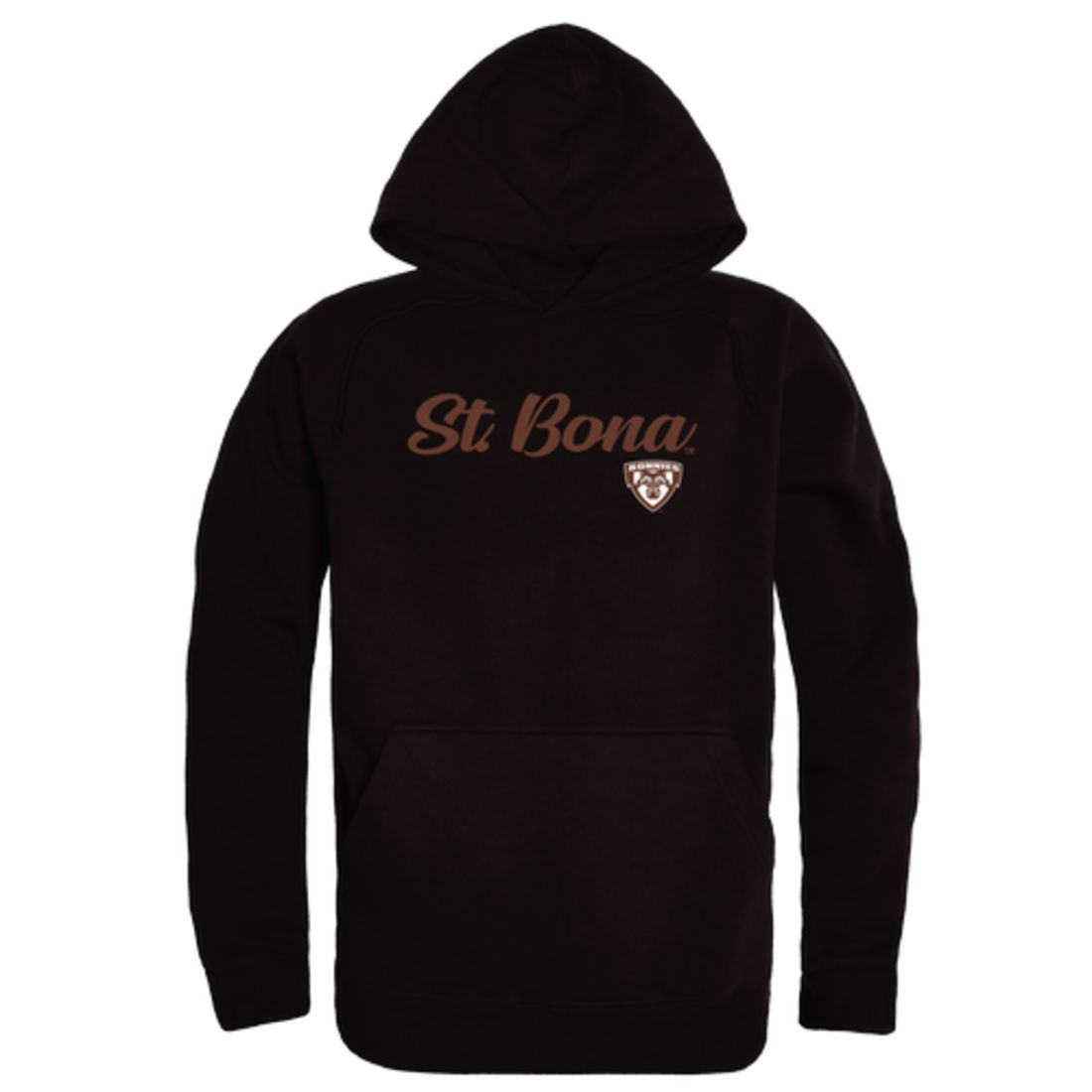 SBU St. Bonaventure University Bonnies Mens Script Hoodie Sweatshirt Black-Campus-Wardrobe