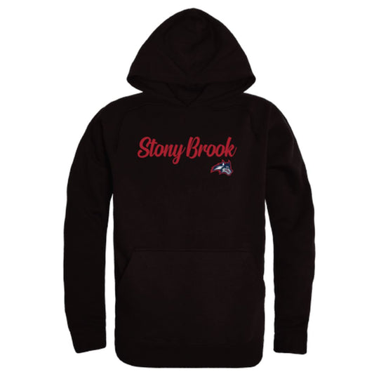 Stony Brook University Seawolves Mens Script Hoodie Sweatshirt Black-Campus-Wardrobe