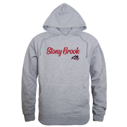 Stony Brook University Seawolves Mens Script Hoodie Sweatshirt Black-Campus-Wardrobe
