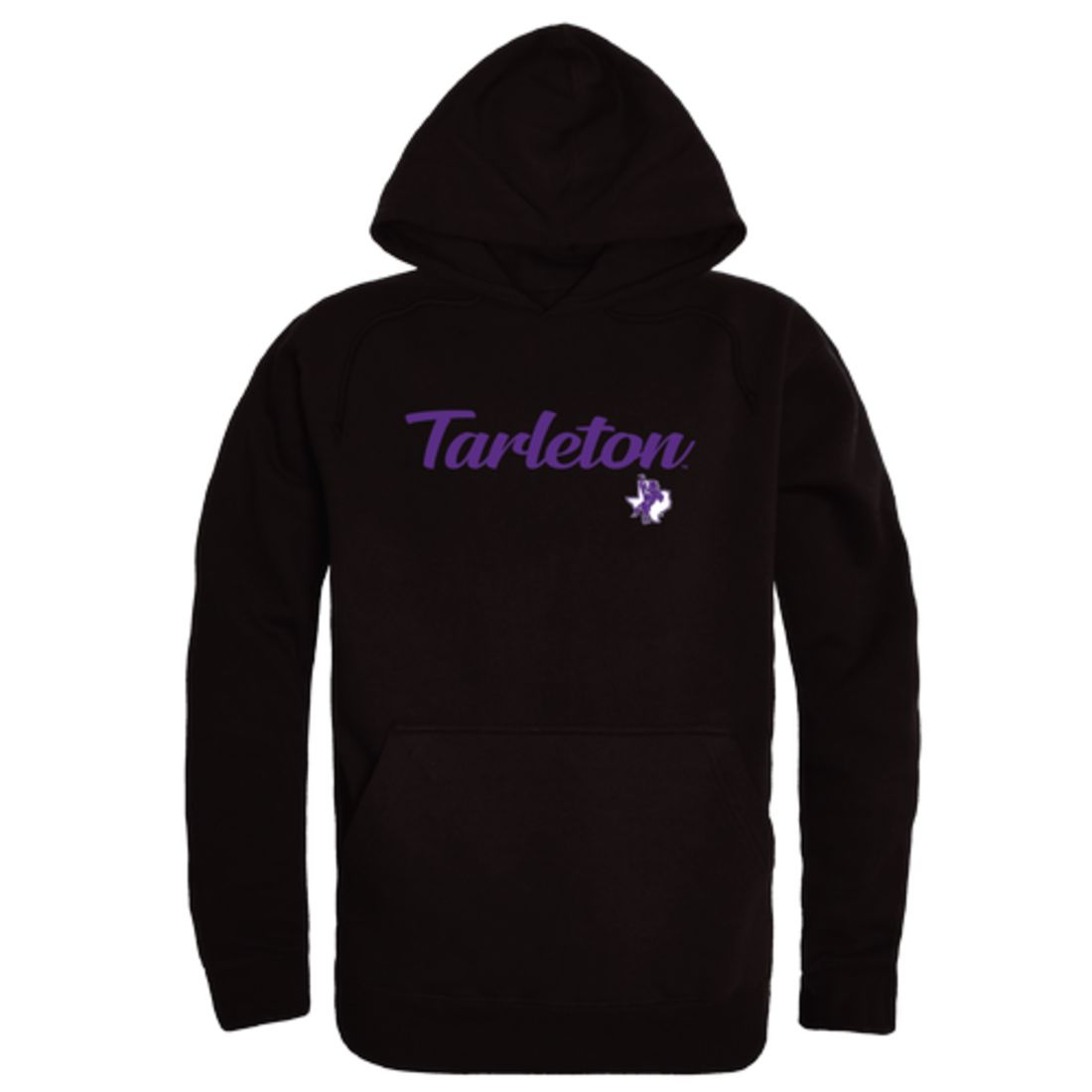 Tarleton State University Texans Mens Script Hoodie Sweatshirt Black-Campus-Wardrobe