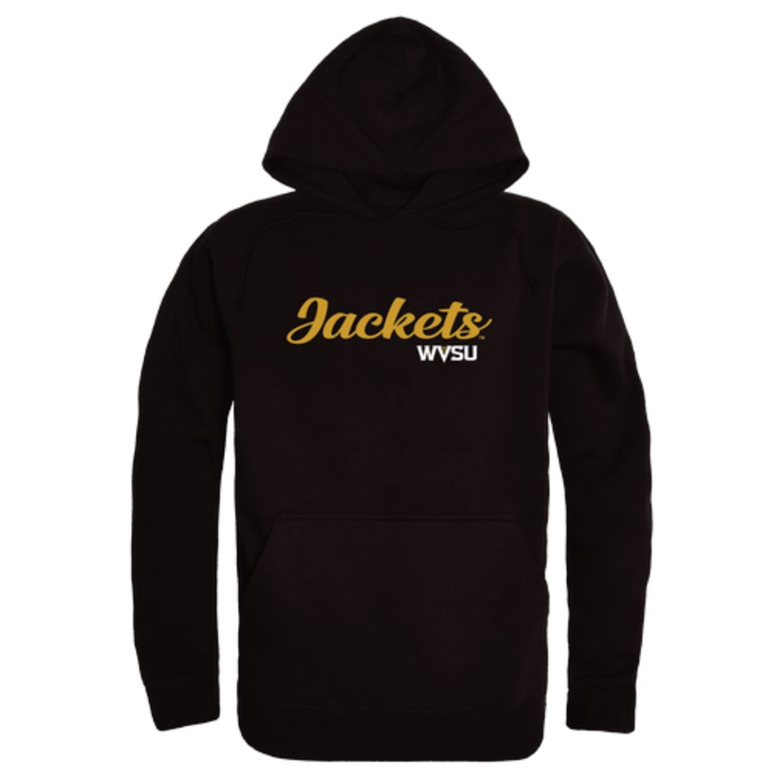 WVSU West Virginia State University Yellow Jackets Mens Script Hoodie Sweatshirt Black-Campus-Wardrobe