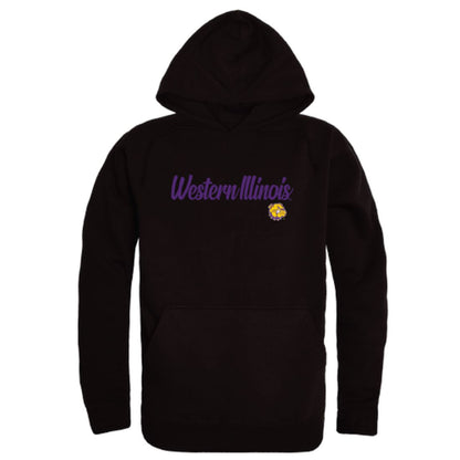 WIU Western Illinois University Leathernecks Mens Script Hoodie Sweatshirt Black-Campus-Wardrobe