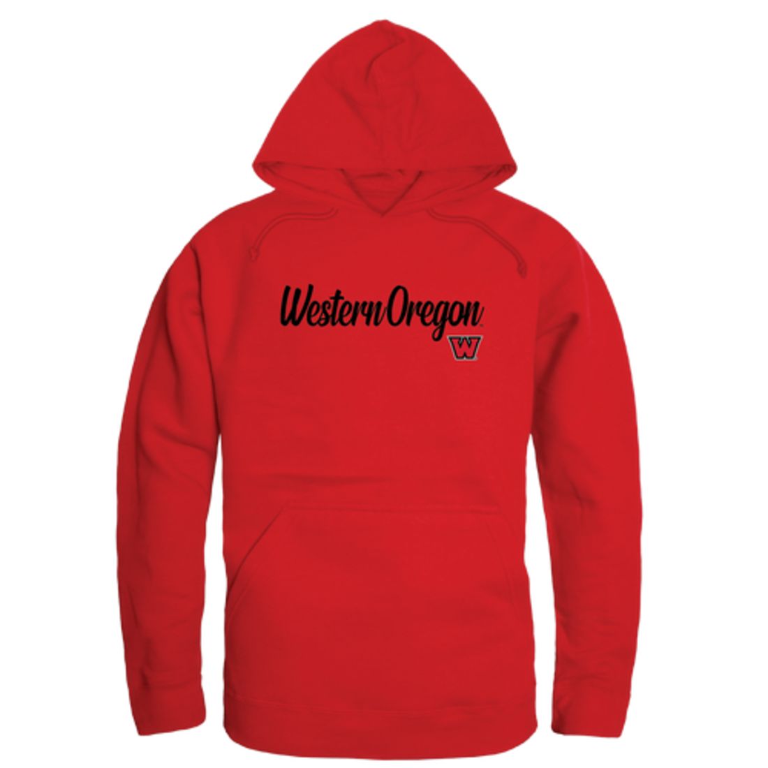 WOU Western Oregon University Wolves Mens Script Hoodie Sweatshirt Black-Campus-Wardrobe