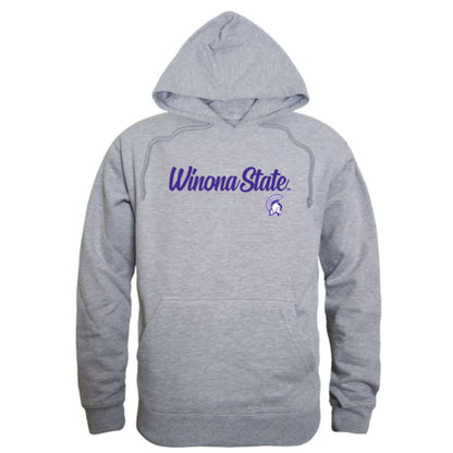 Winona State University Warriors Mens Script Hoodie Sweatshirt Black-Campus-Wardrobe