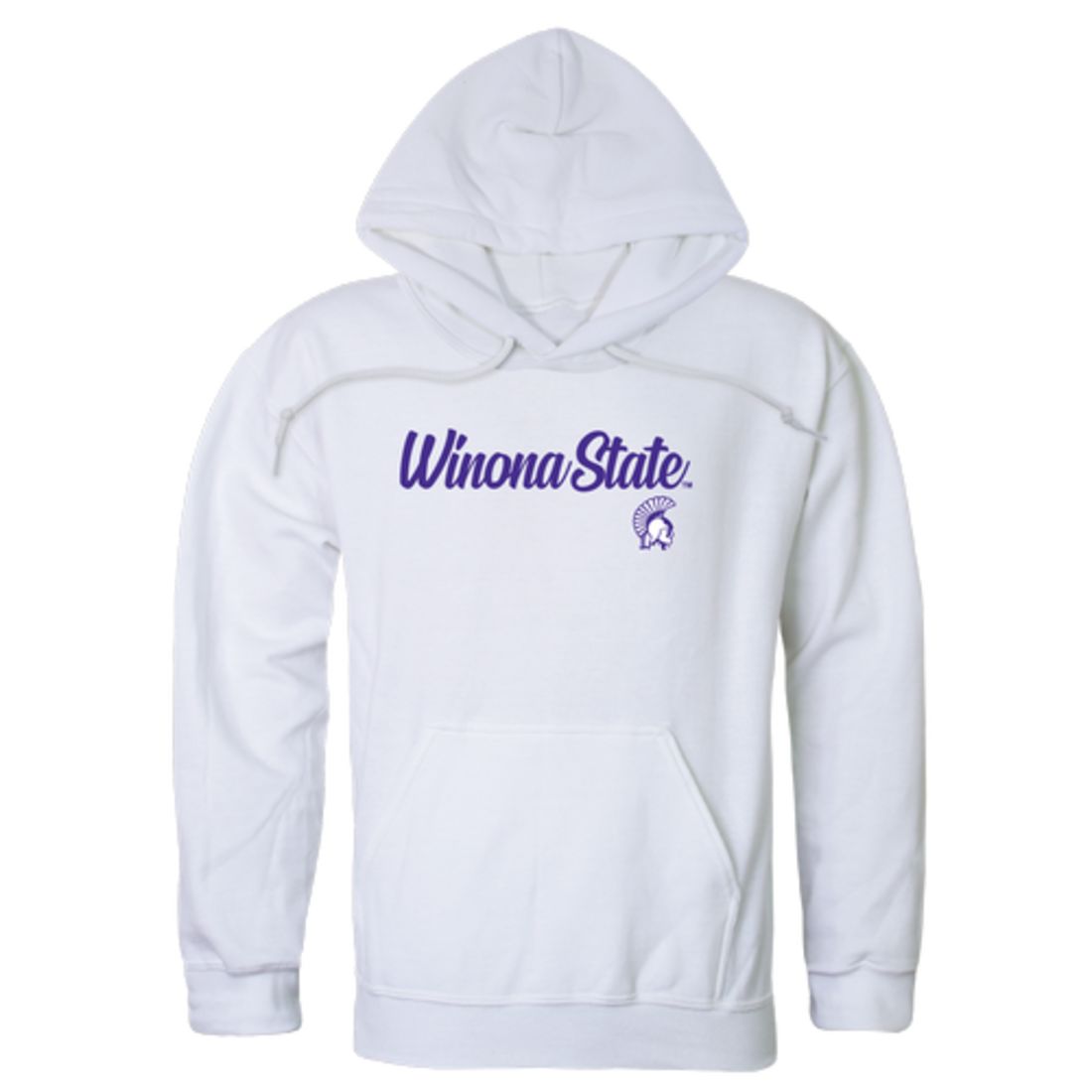 Winona State University Warriors Mens Script Hoodie Sweatshirt Black-Campus-Wardrobe