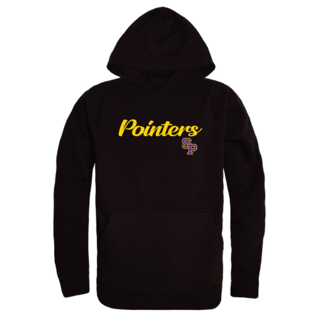 UWSP University of Wisconsin Stevens Point Pointers Mens Script Hoodie Sweatshirt Black-Campus-Wardrobe