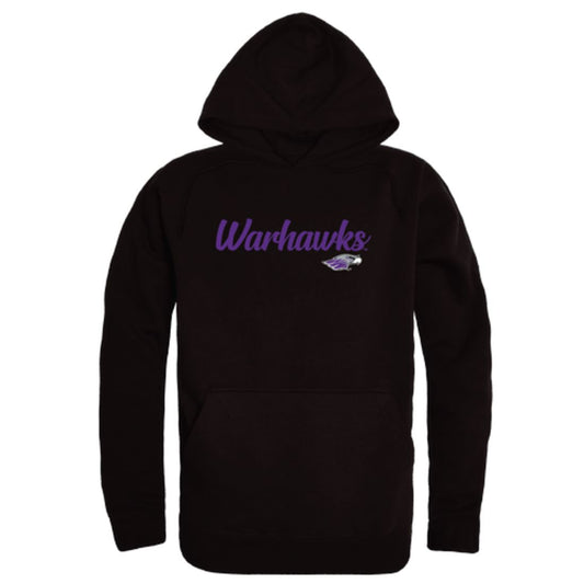 UWW University of Wisconsin Whitewater Warhawks Mens Script Hoodie Sweatshirt Black-Campus-Wardrobe