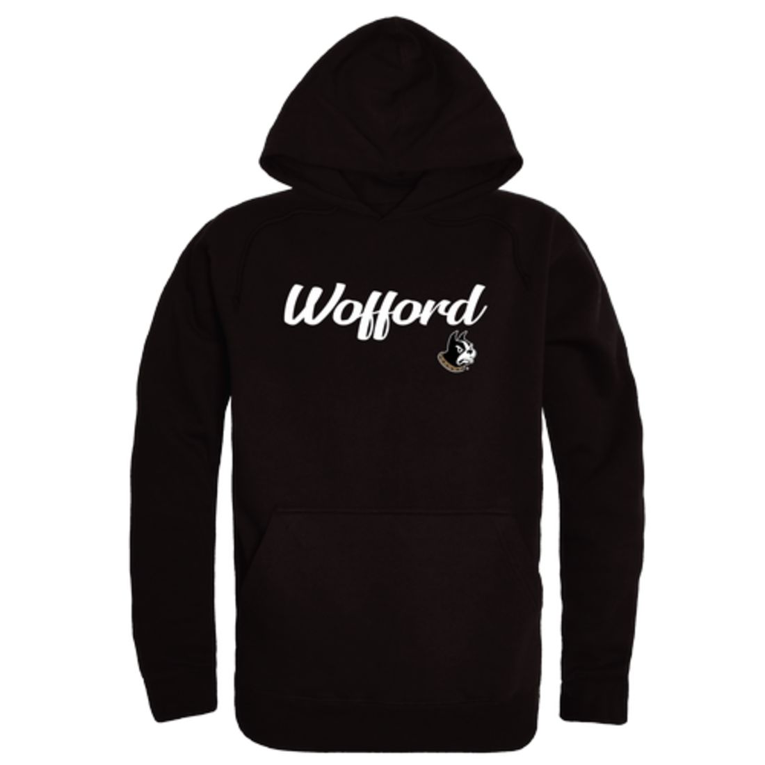 Wofford College Terriers Mens Script Hoodie Sweatshirt Black-Campus-Wardrobe