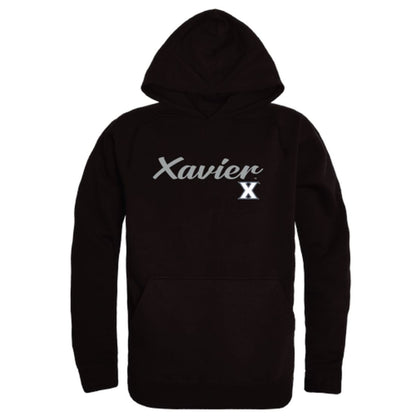 Xavier University Musketeers Mens Script Hoodie Sweatshirt Black-Campus-Wardrobe