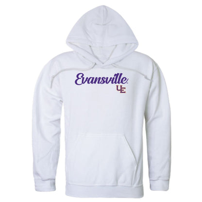University of Evansville Purple Aces Mens Script Hoodie Sweatshirt Black-Campus-Wardrobe