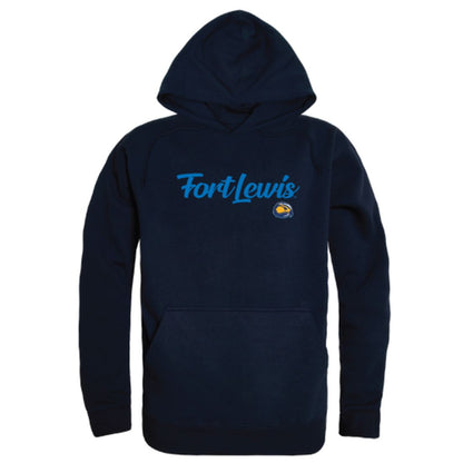 FLC Fort Lewis College Skyhawks Mens Script Hoodie Sweatshirt Black-Campus-Wardrobe