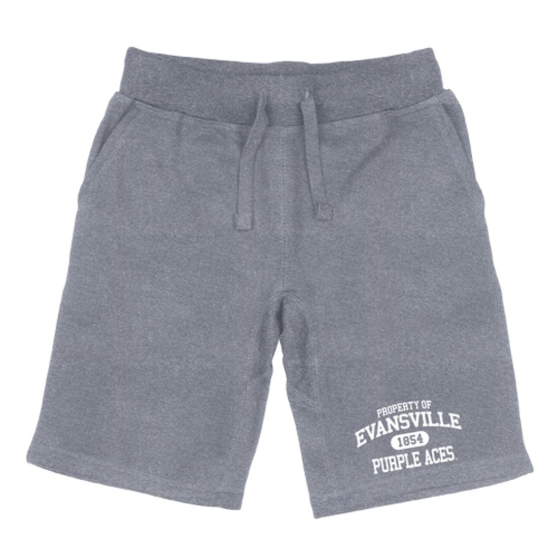University of Evansville Purple Aces Property Fleece Drawstring Shorts-Campus-Wardrobe
