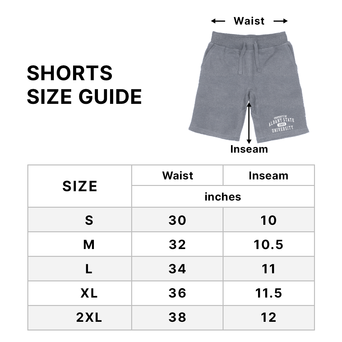 Mens Shorts Size Chart