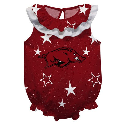 Arkansas Stars Red Girls Sleeveless One Piece Jumpsuit by Vive La Fete