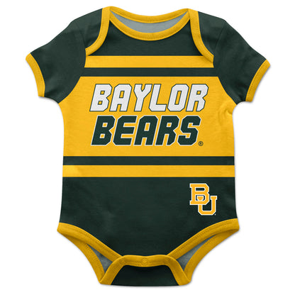 Baylor Bears Block Stripe Green Short Sleeve One Piece Jumpsuit by Vive La Fete