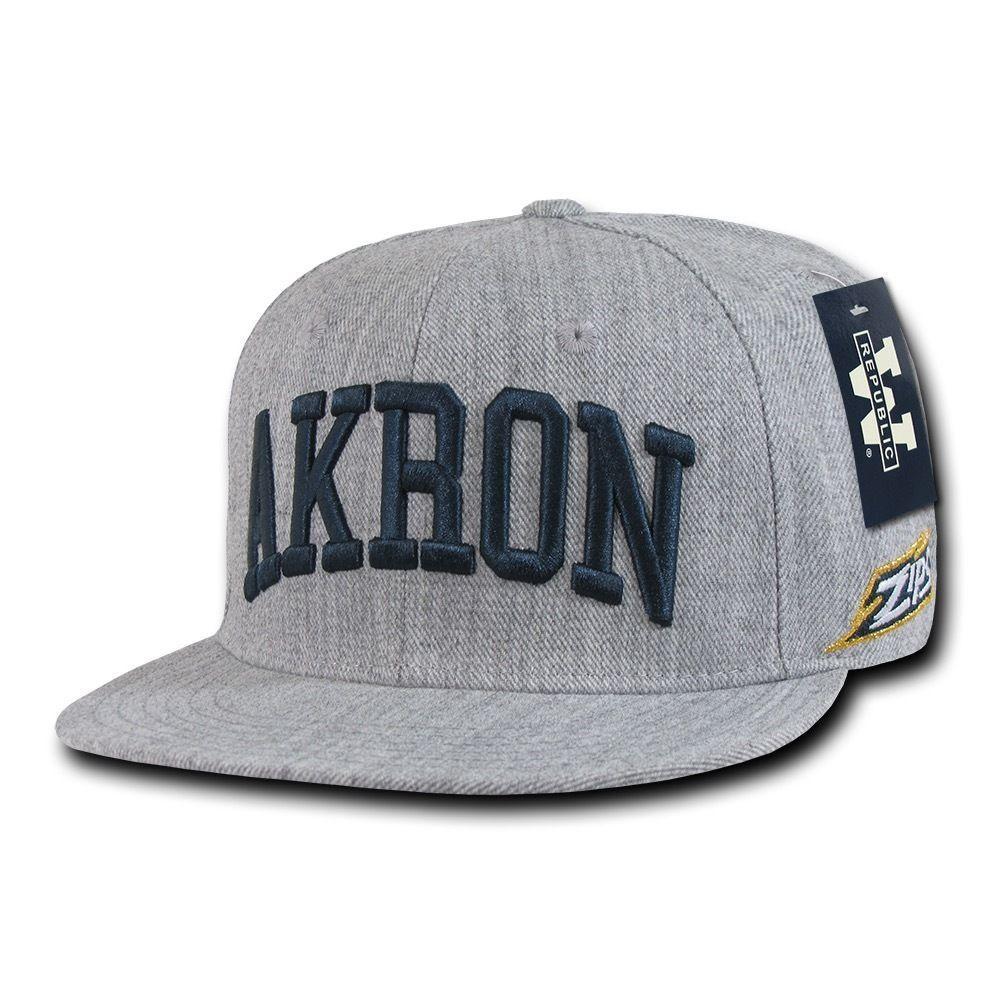 NCAA Akron University Zips 6 Panels Game Day Snapback Baseball Caps Hats Grey-Campus-Wardrobe