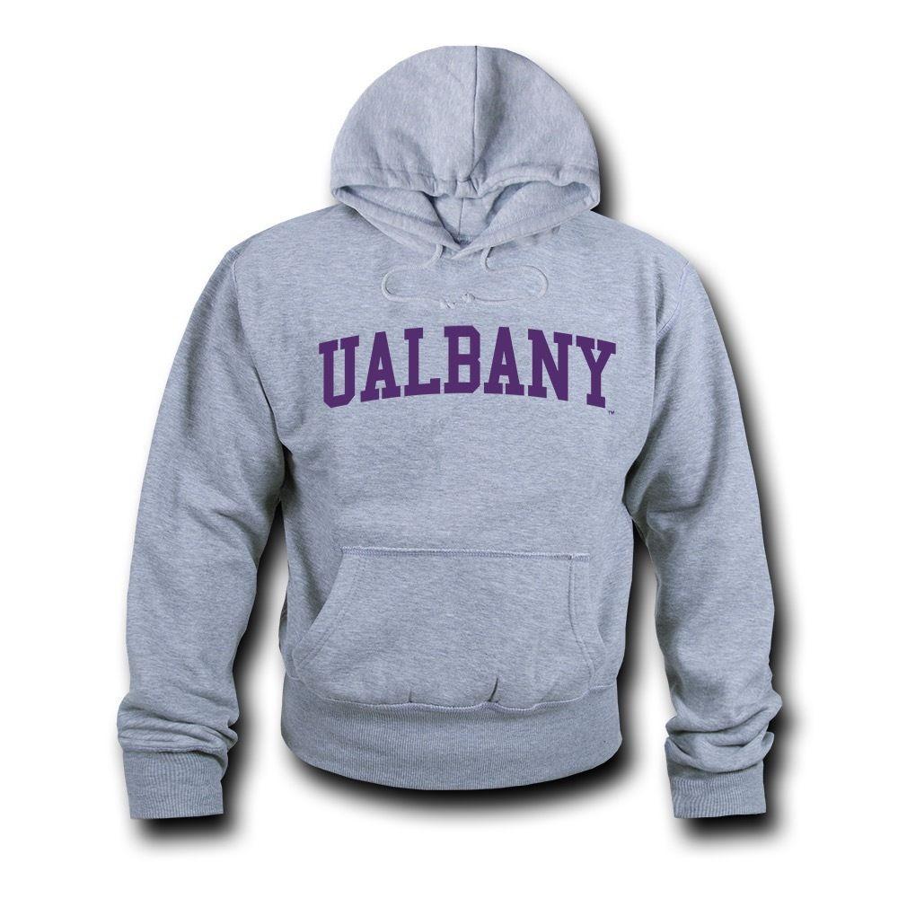 NCAA Albany University Hoodie Sweatshirt Game Day Fleece Pullover Heather Grey-Campus-Wardrobe