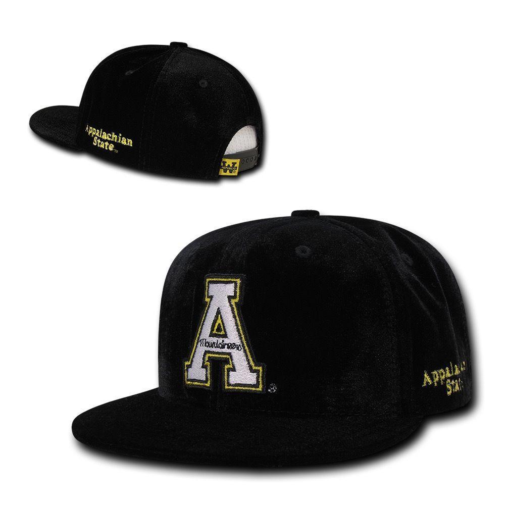 NCAA Appalachian State Mountaineers Velvet Snapback Baseball Caps Hats Black-Campus-Wardrobe