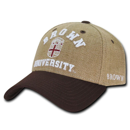 NCAA Brown Bears University 6 Panel Low Constructed Structured Jute Caps Hats-Campus-Wardrobe